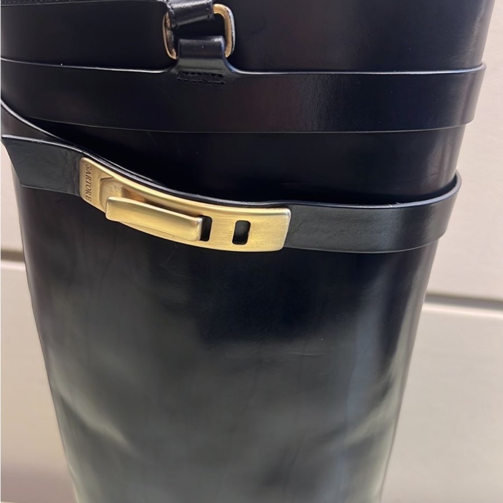 SARTORE MADE IN ITALY LEATHER Women's Black Knee-High Boots - Picture 5 of 10